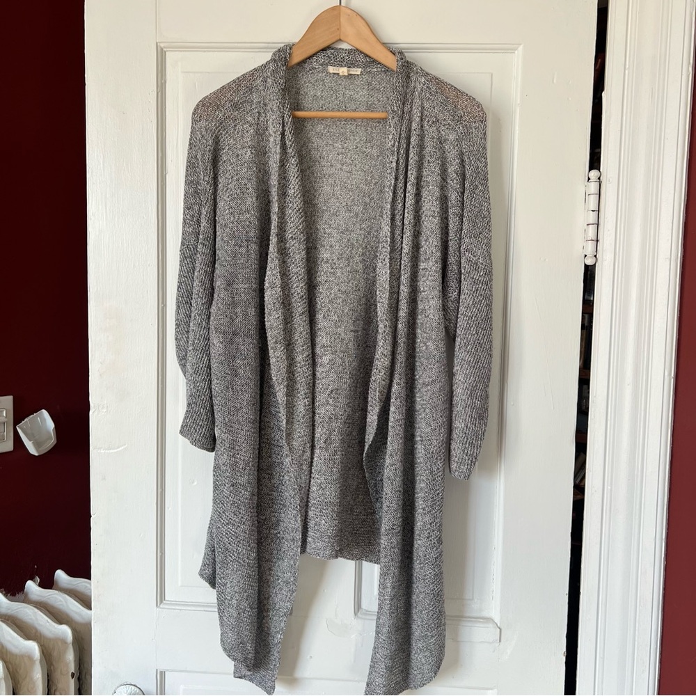 EILEEN FISHER Gray Linen Open Cardigan Size XL